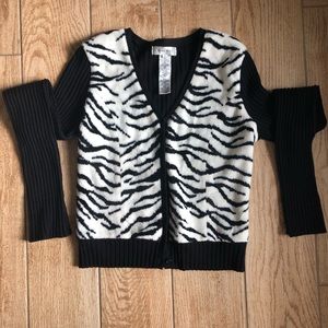 Nine West Faux fur Zebra Cardigan